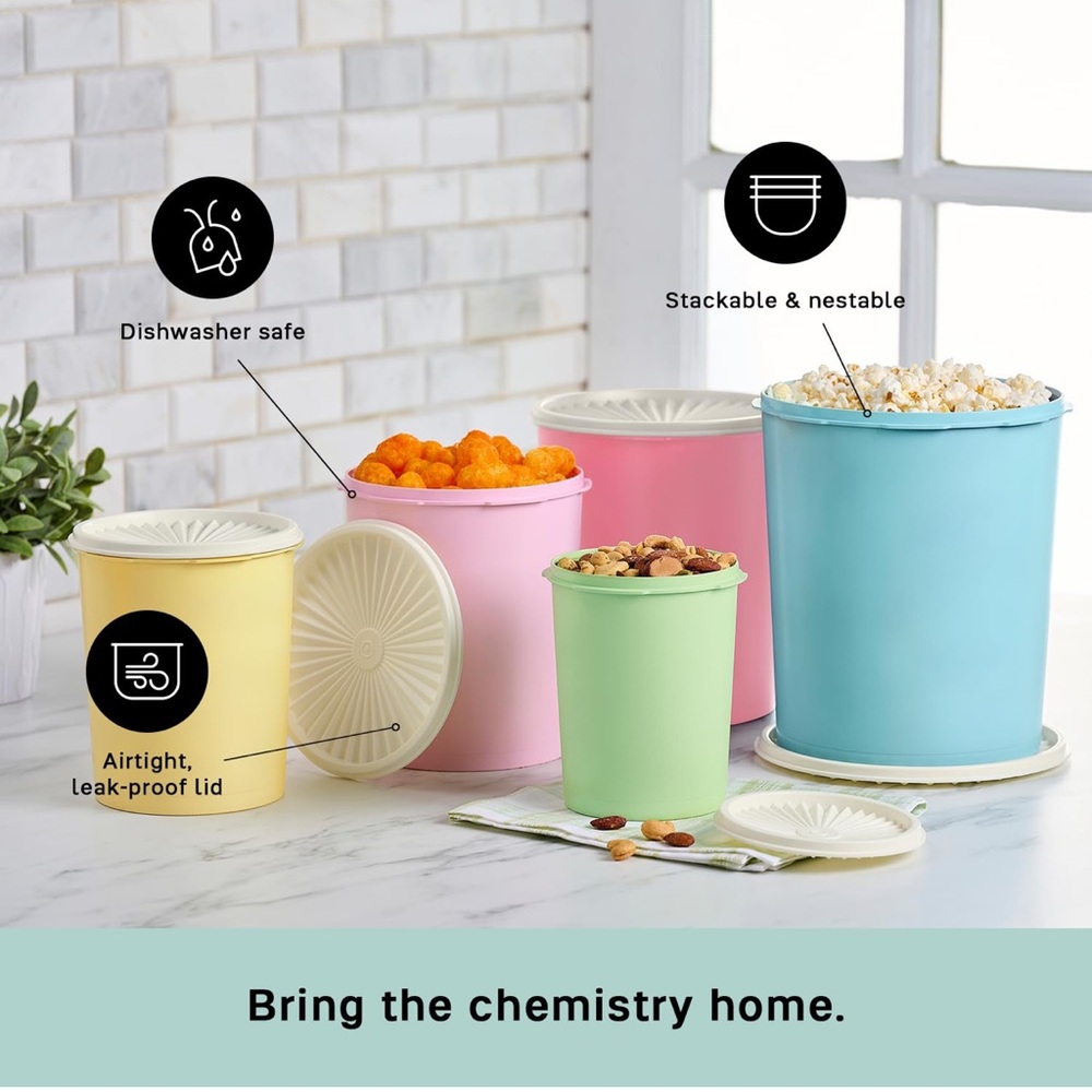 Tupperware (1) Pink Pastel Canister - Light Pink 7.5x6.65